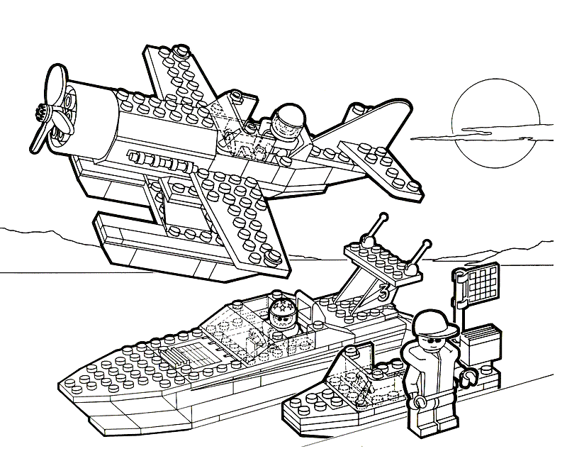 lego coloring pages ship and plane Coloring4free