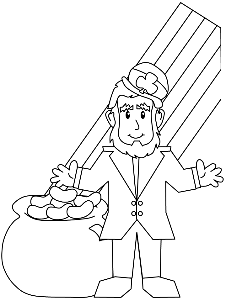 leprechaun and rainbow and pot of gold coloring pages Coloring4free