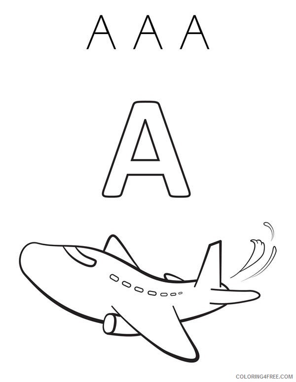 letter a coloring pages airplane Coloring4free