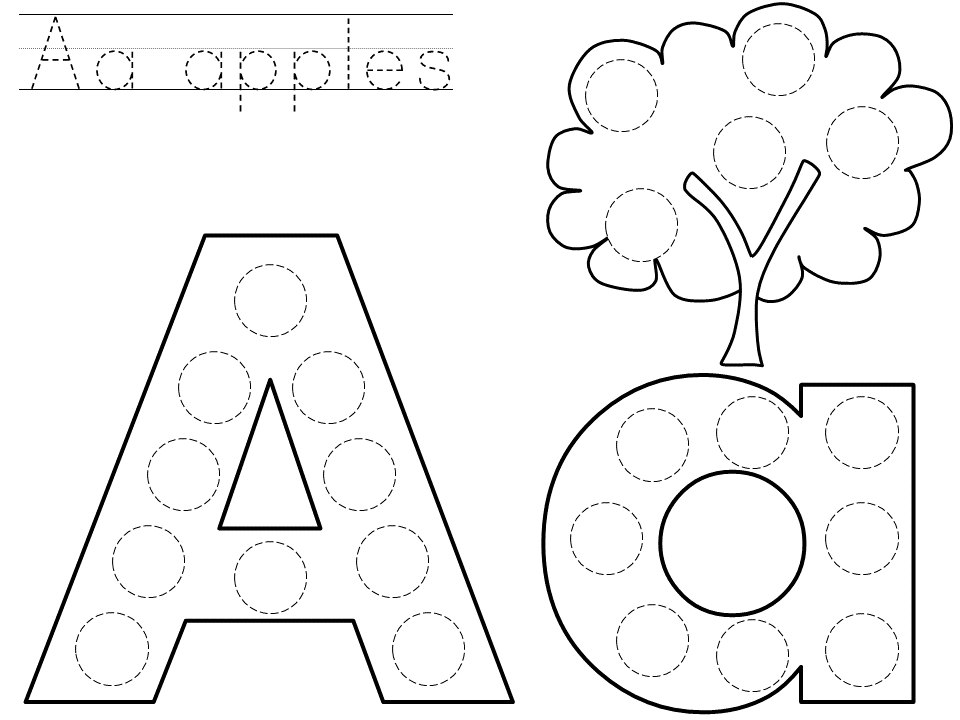 letter a coloring pages apple tree Coloring4free