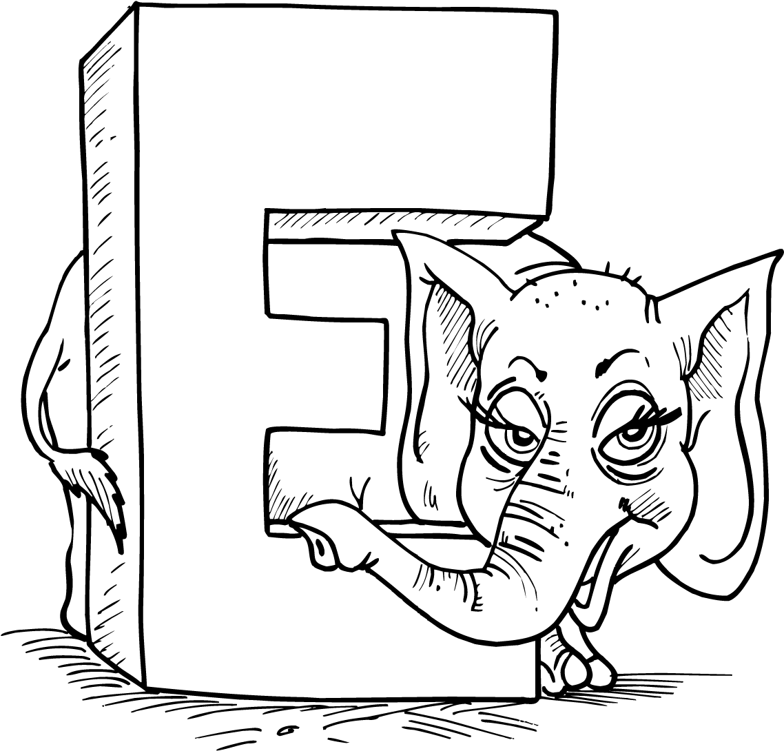 letter coloring pages e for elephant Coloring4free