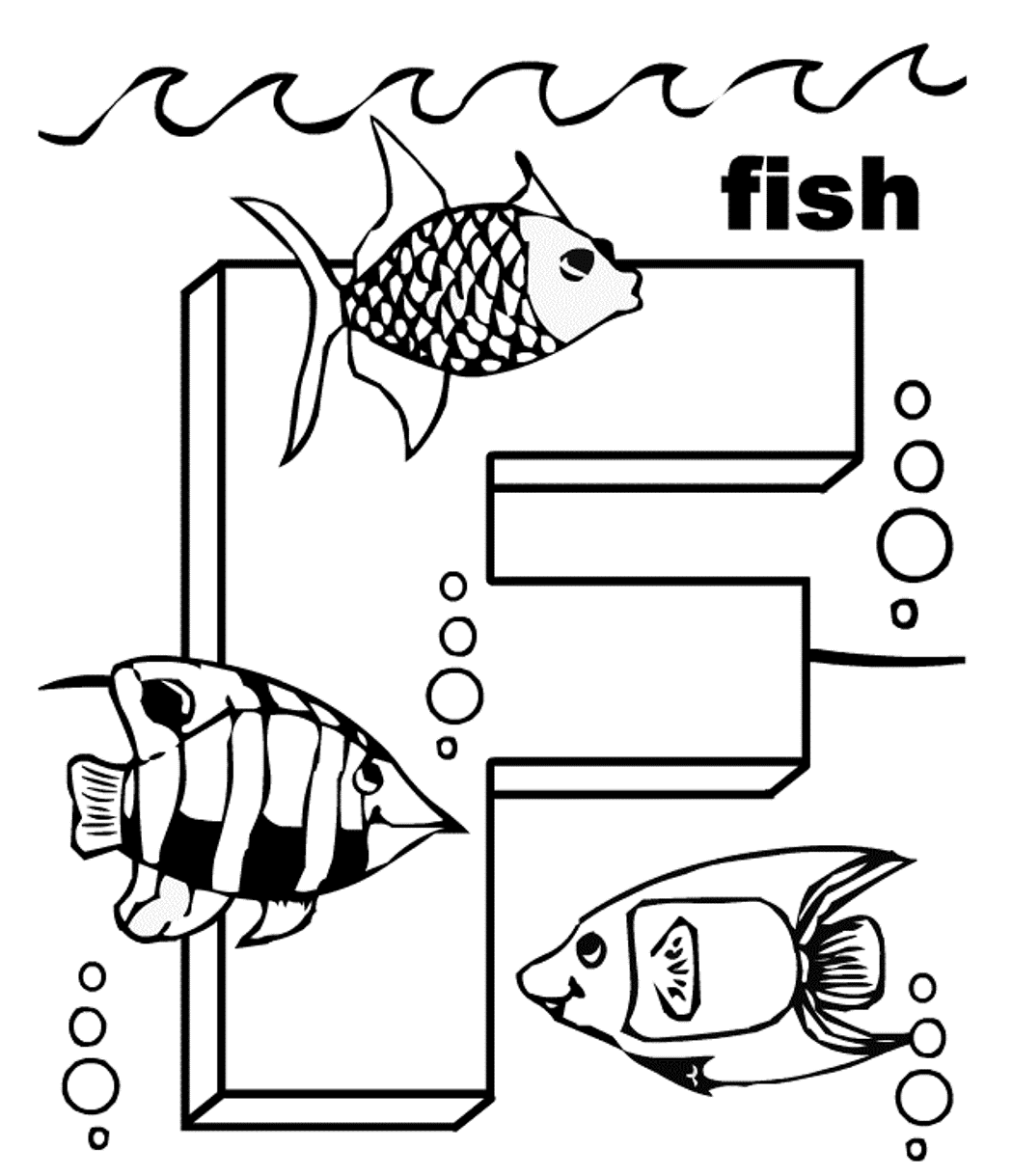 letter coloring pages f for fish Coloring4free