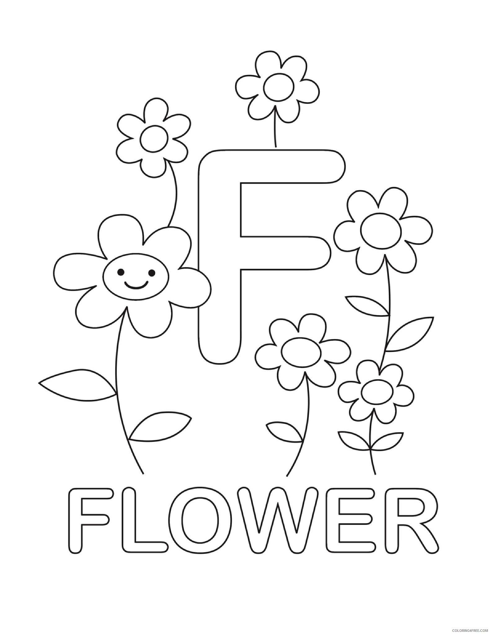 letter coloring pages f for flower Coloring4free