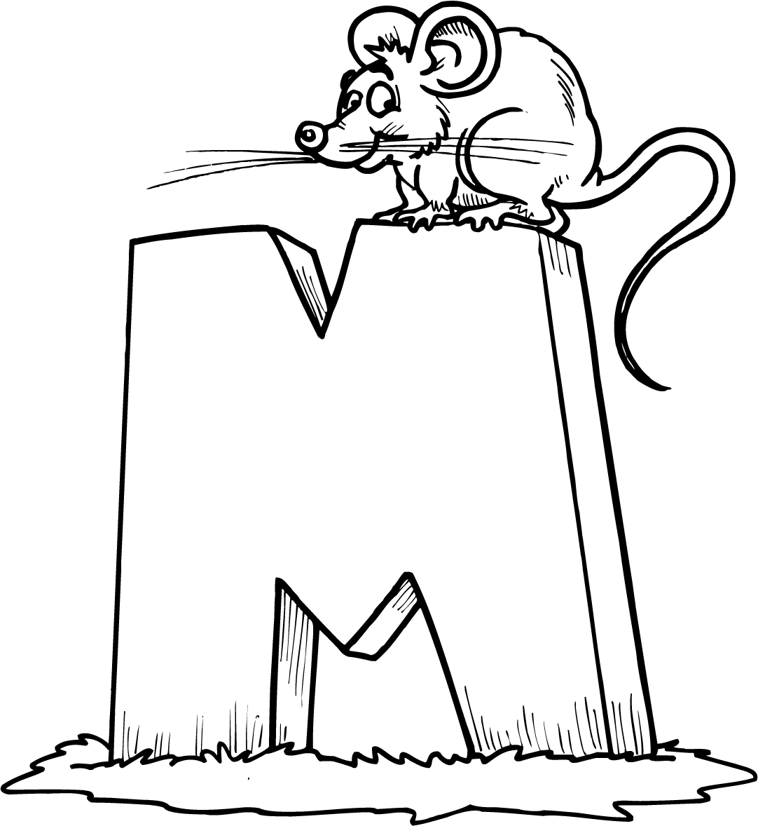 letter coloring pages m for mouse Coloring4free