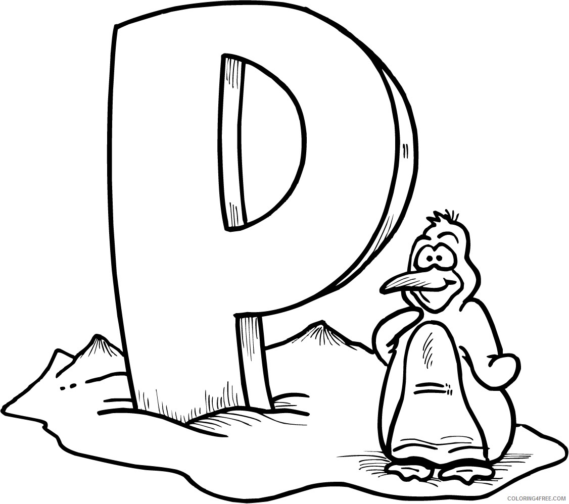 letter coloring pages p for penguin Coloring4free