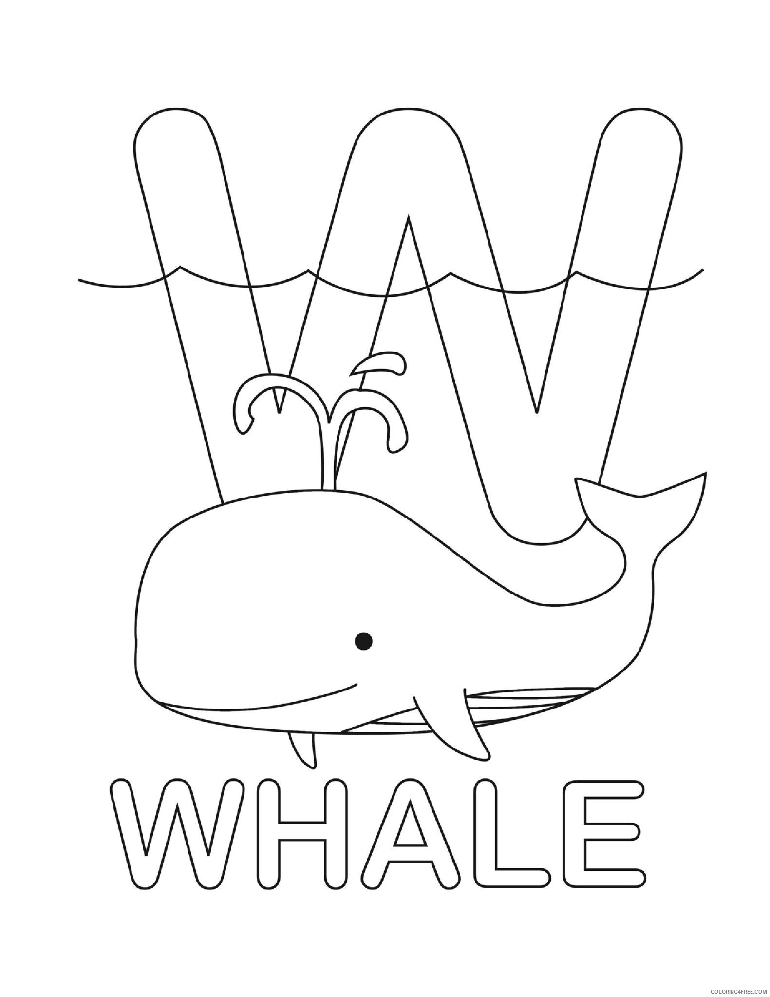 letter coloring pages w for whale Coloring4free