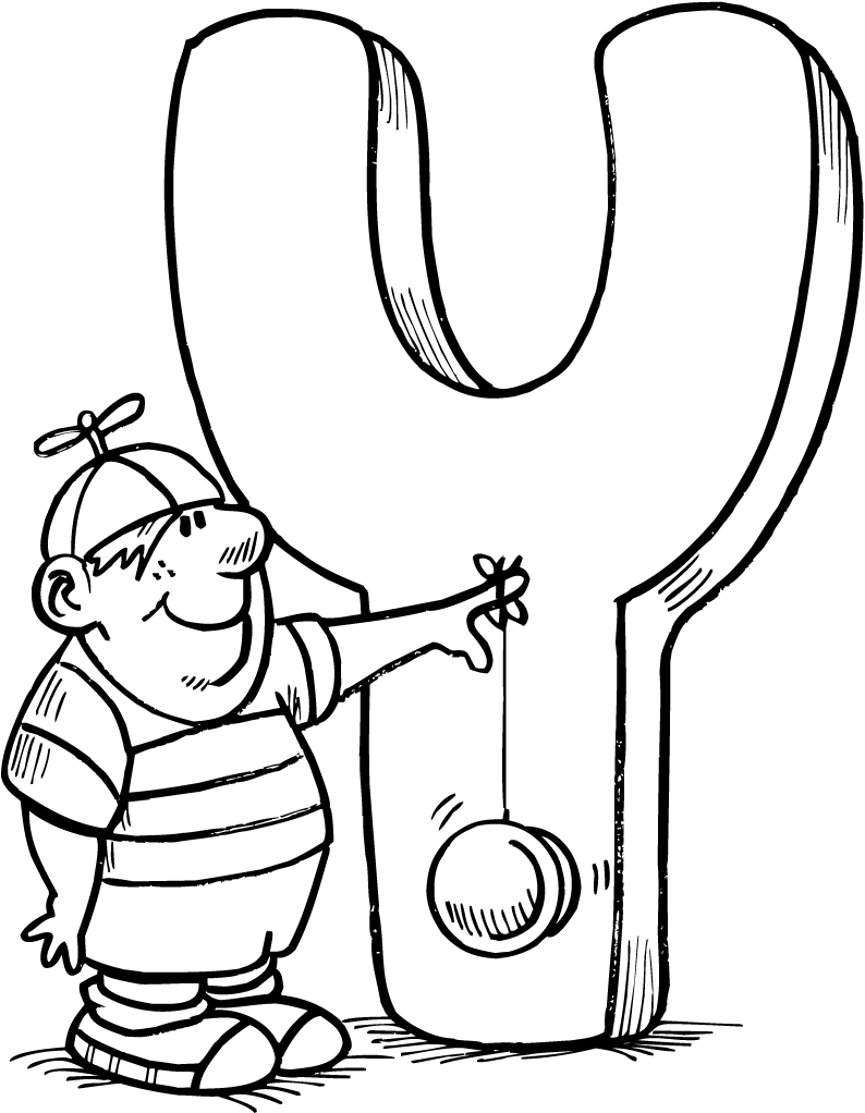 letter coloring pages y for yoyo Coloring4free