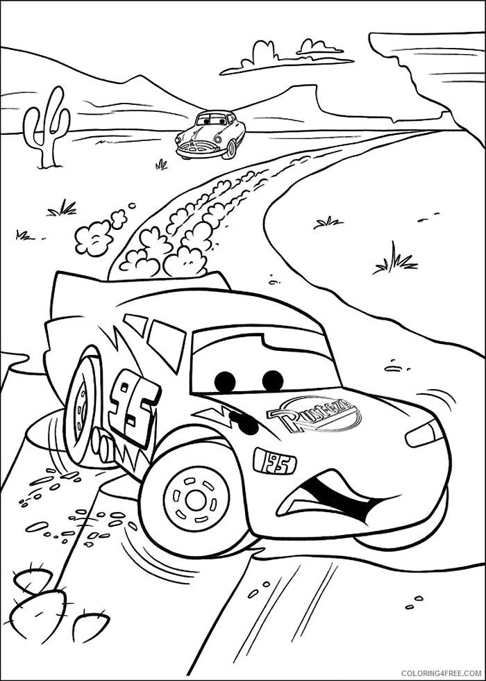 lightning mcqueen coloring pages accident in desert Coloring4free