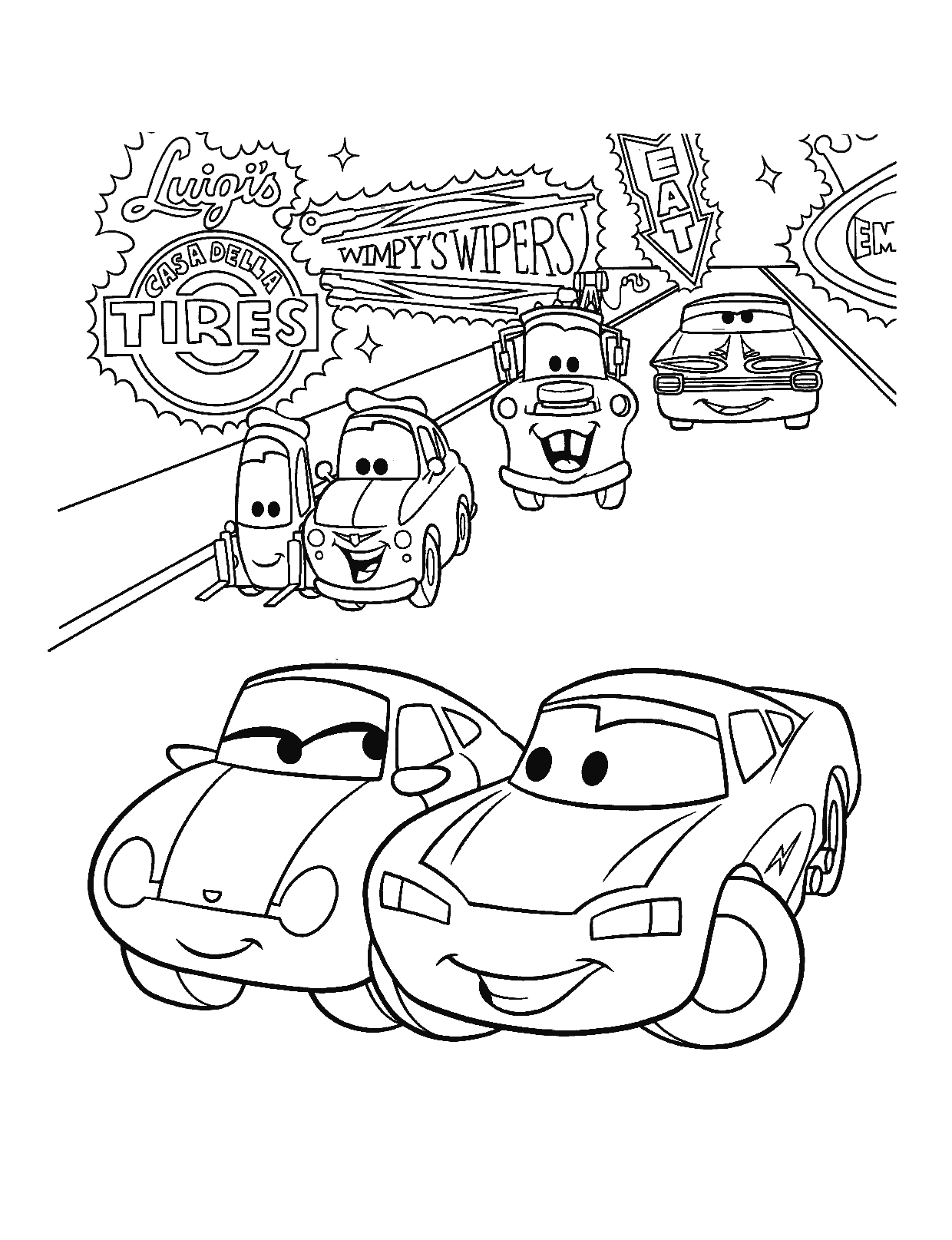 lightning mcqueen coloring pages and sally Coloring4free
