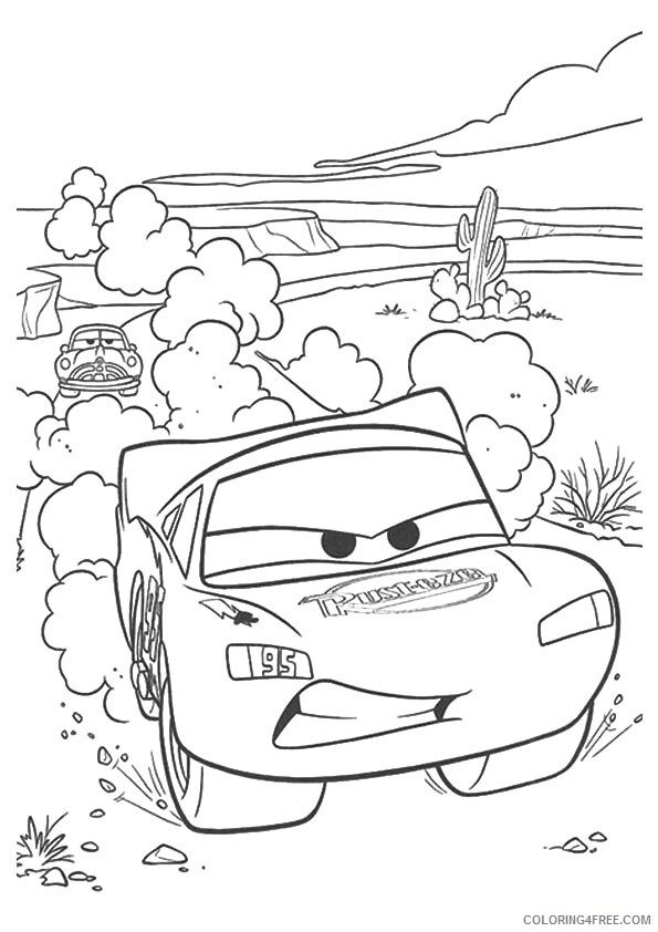 lightning mcqueen coloring pages race in desert Coloring4free