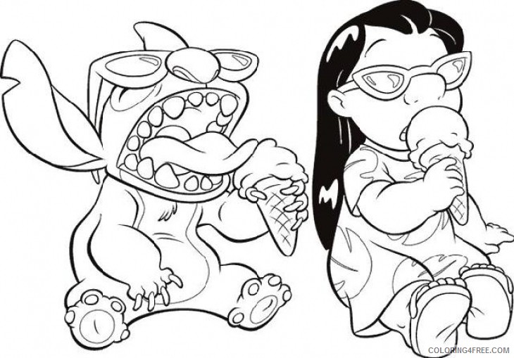lilo and stitch coloring pages eating ice cream Coloring4free