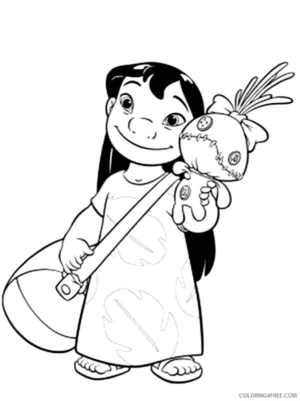 lilo and stitch coloring pages lilo playing doll Coloring4free