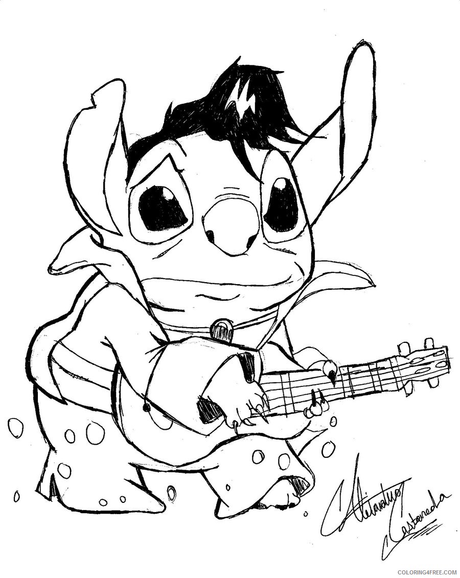 lilo and stitch coloring pages playing guitar Coloring4free