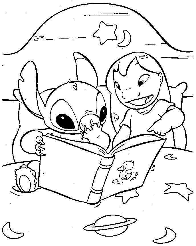 lilo and stitch coloring pages reading book Coloring4free