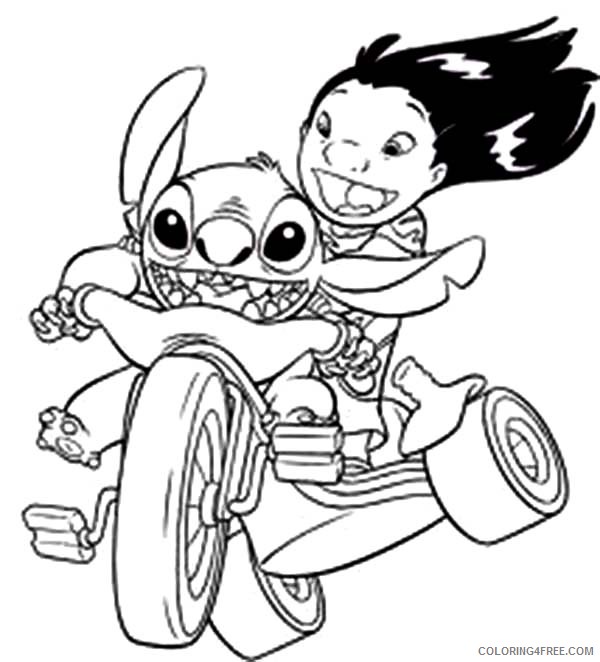 lilo and stitch coloring pages riding bike Coloring4free