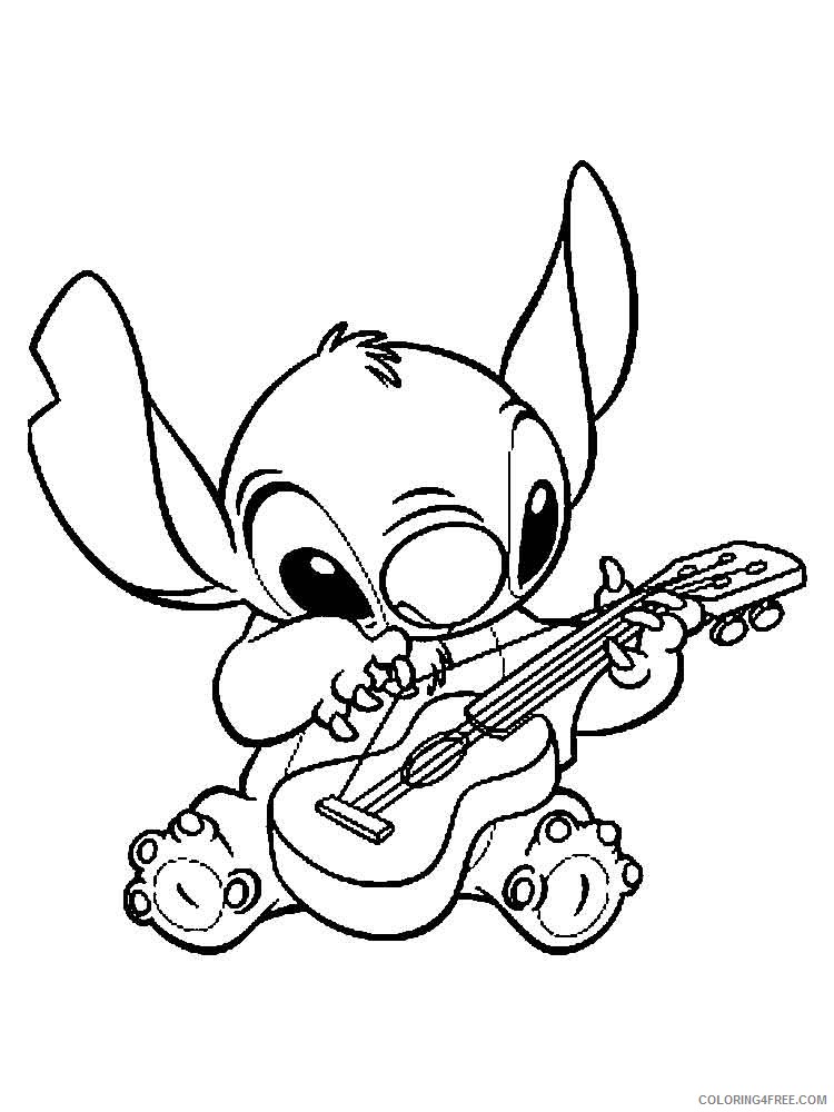 lilo and stitch coloring pages stitch playing guitar Coloring4free