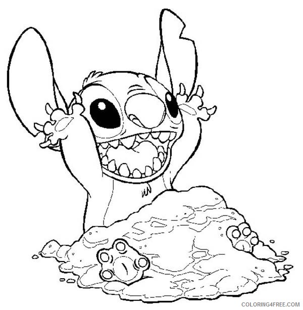 lilo and stitch coloring pages stitch playing sands Coloring4free