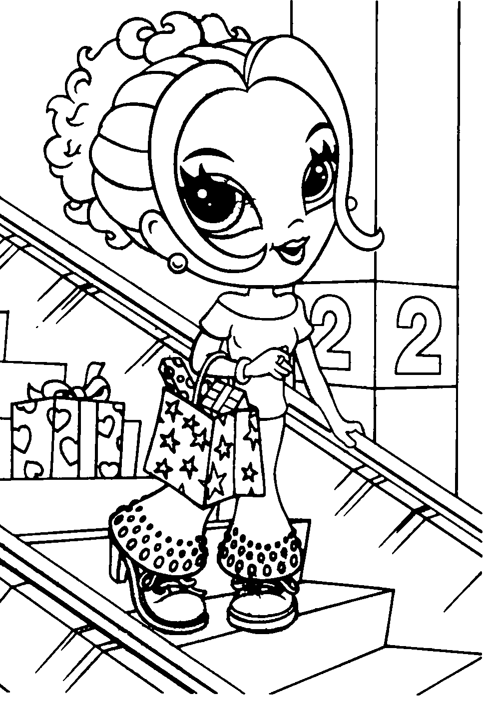 lisa frank coloring pages girl shopping Coloring4free