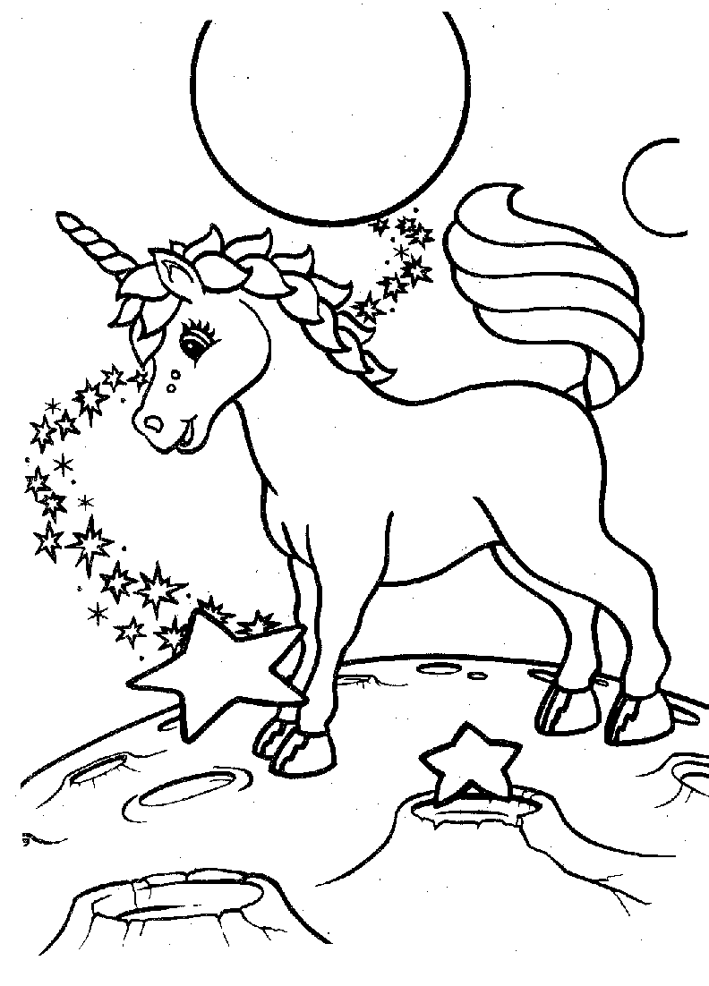 lisa frank coloring pages unicorn on moon Coloring4free