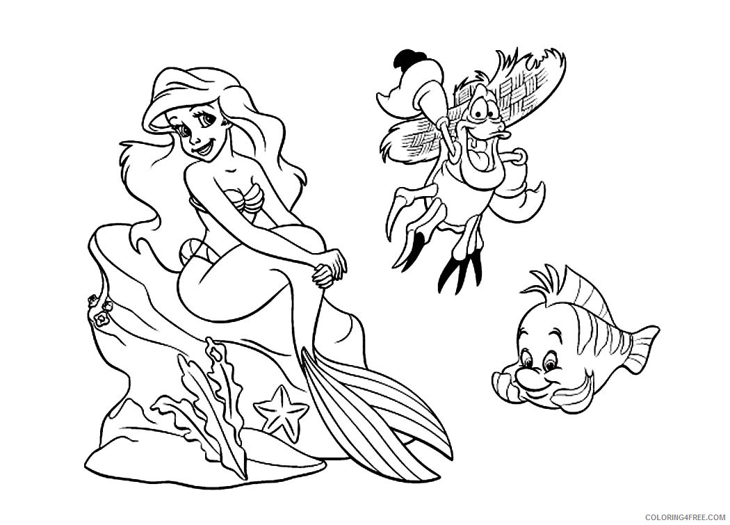 little mermaid coloring pages and friends Coloring4free