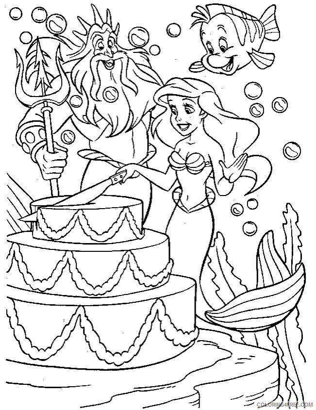 little mermaid coloring pages ariel birthday Coloring4free