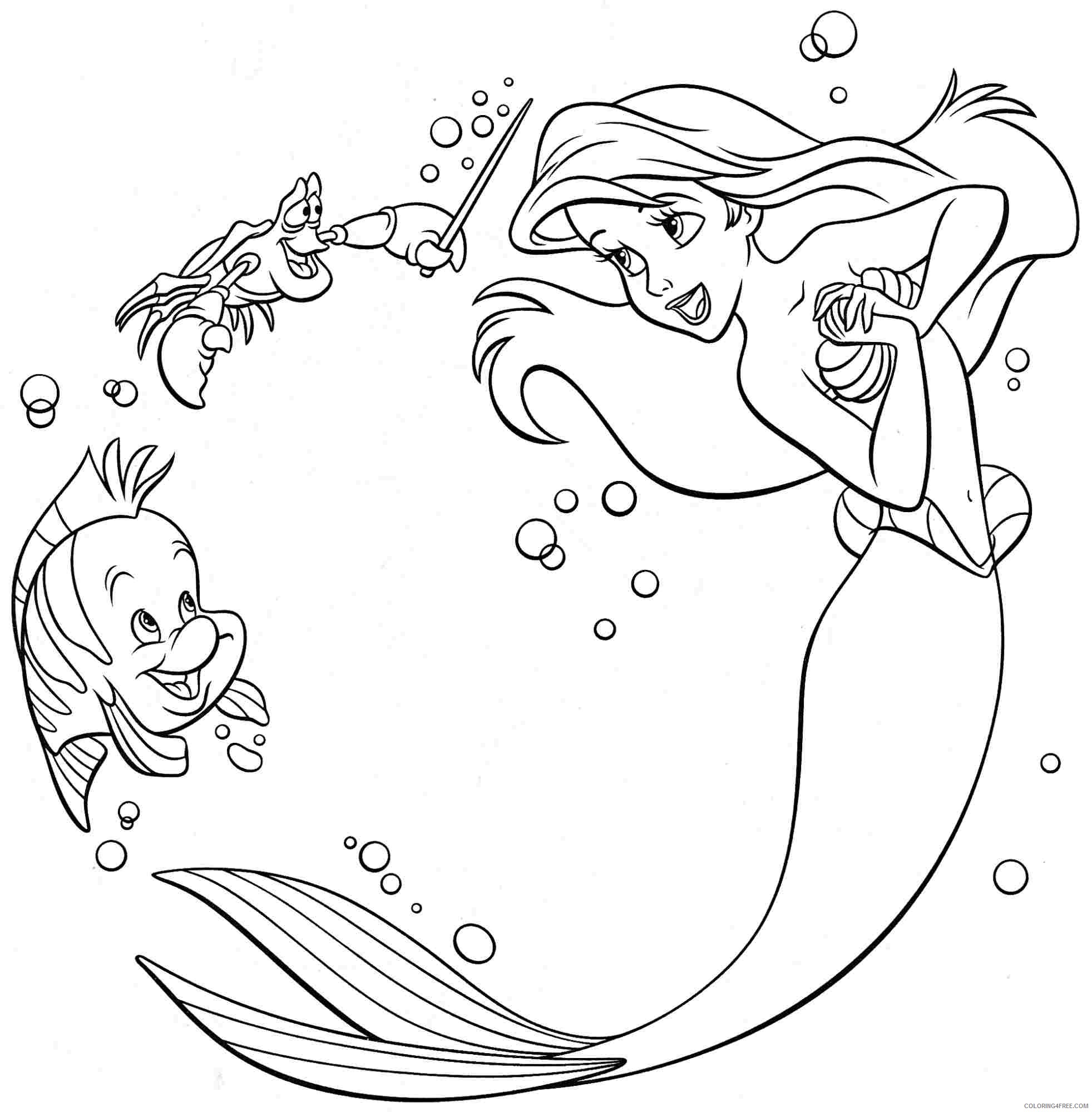 little mermaid coloring pages ariel friends Coloring4free