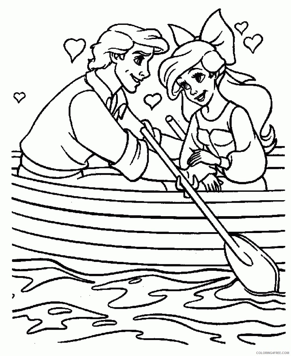 little mermaid coloring pages ariel loves eric Coloring4free