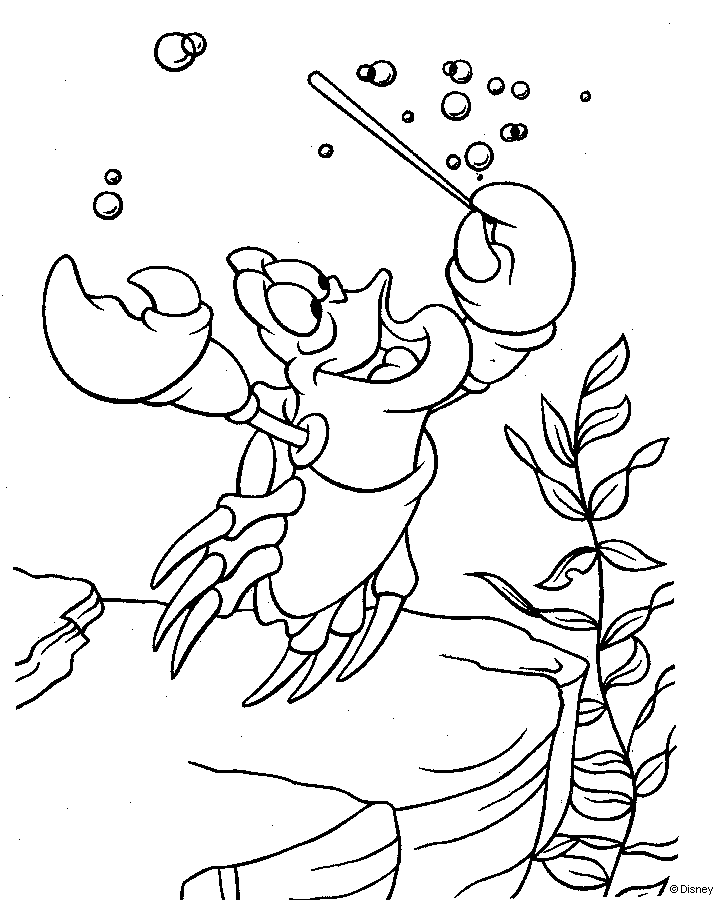 little mermaid coloring pages sebastian Coloring4free