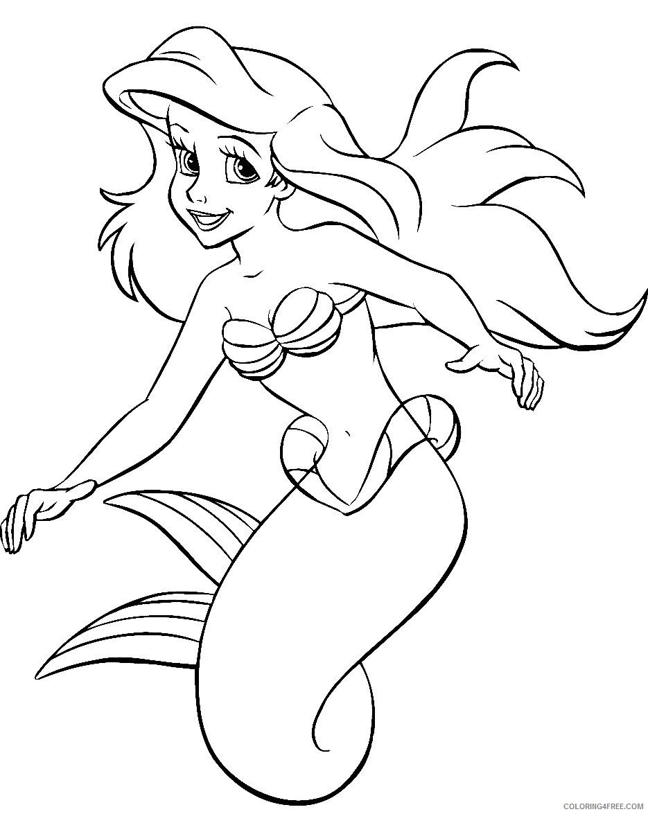 little mermaid coloring pages to print Coloring4free