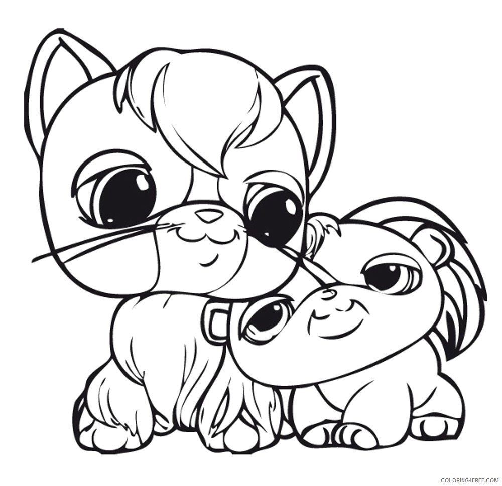 littlest pet shop coloring pages cat and puppy Coloring4free