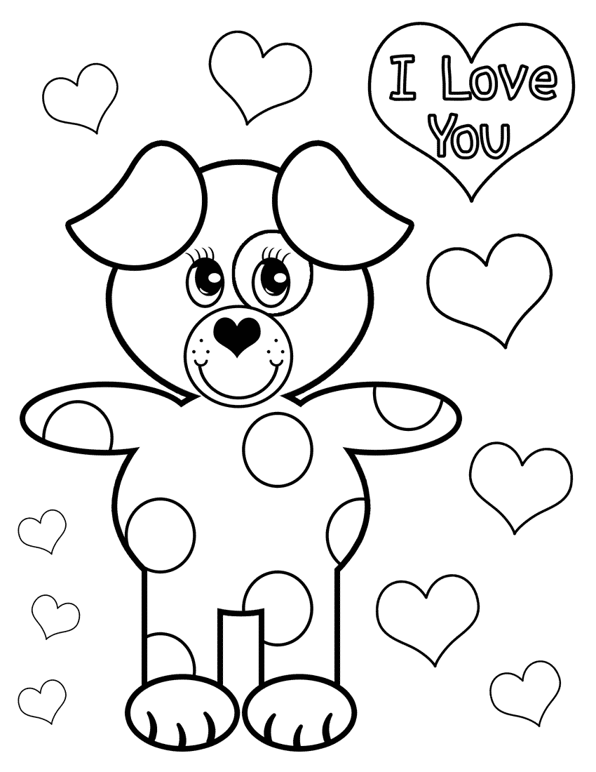 love coloring pages puppy love hearts Coloring4free