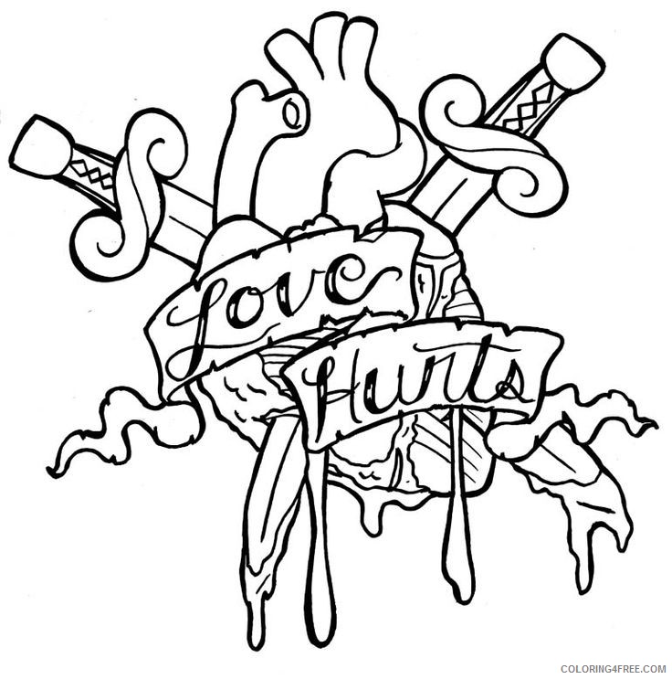 love tattoo coloring pages Coloring4free