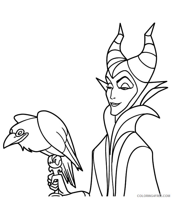 maleficent coloring pages with crow Coloring4free
