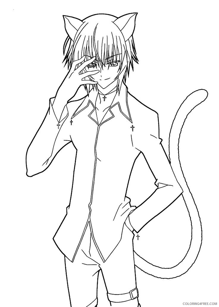 manga coloring pages cat boy Coloring4free
