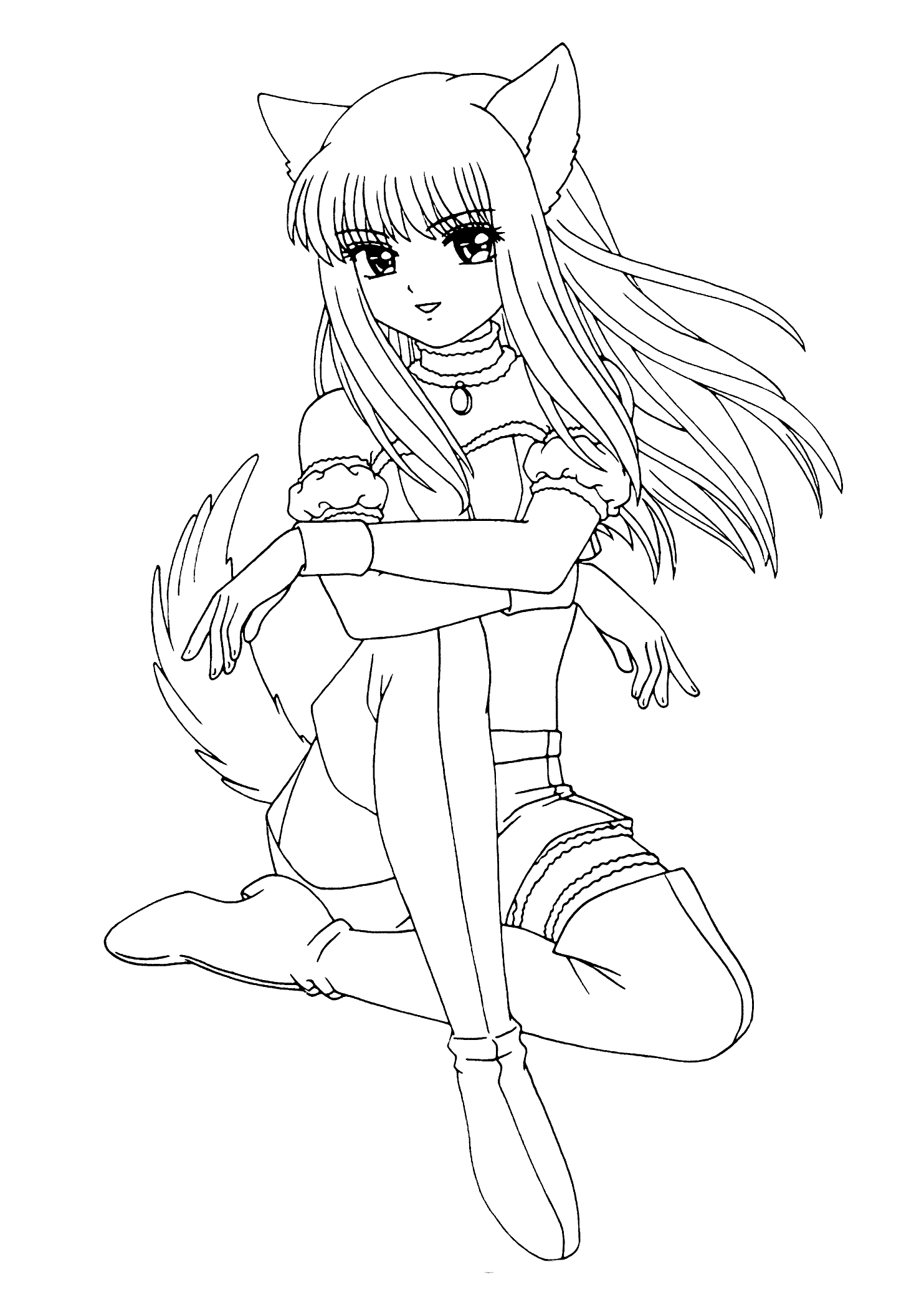 manga coloring pages cat girl Coloring4free