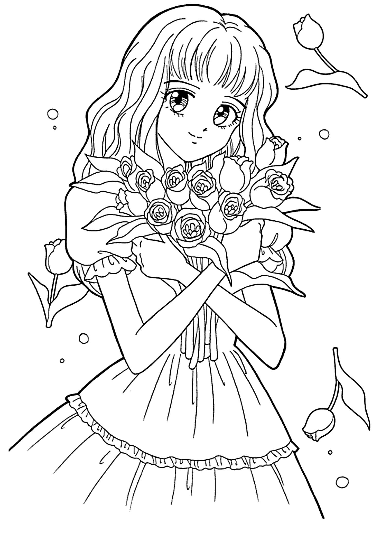 manga coloring pages with flowers Coloring4free