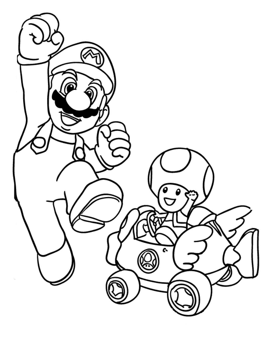 mario kart coloring pages mario and toad Coloring4free