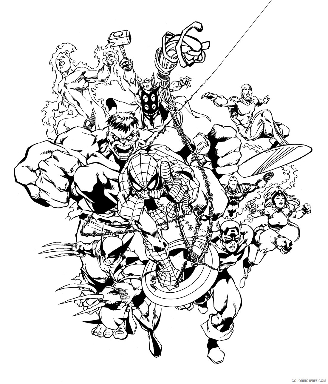 marvel heroes coloring pages to print Coloring4free