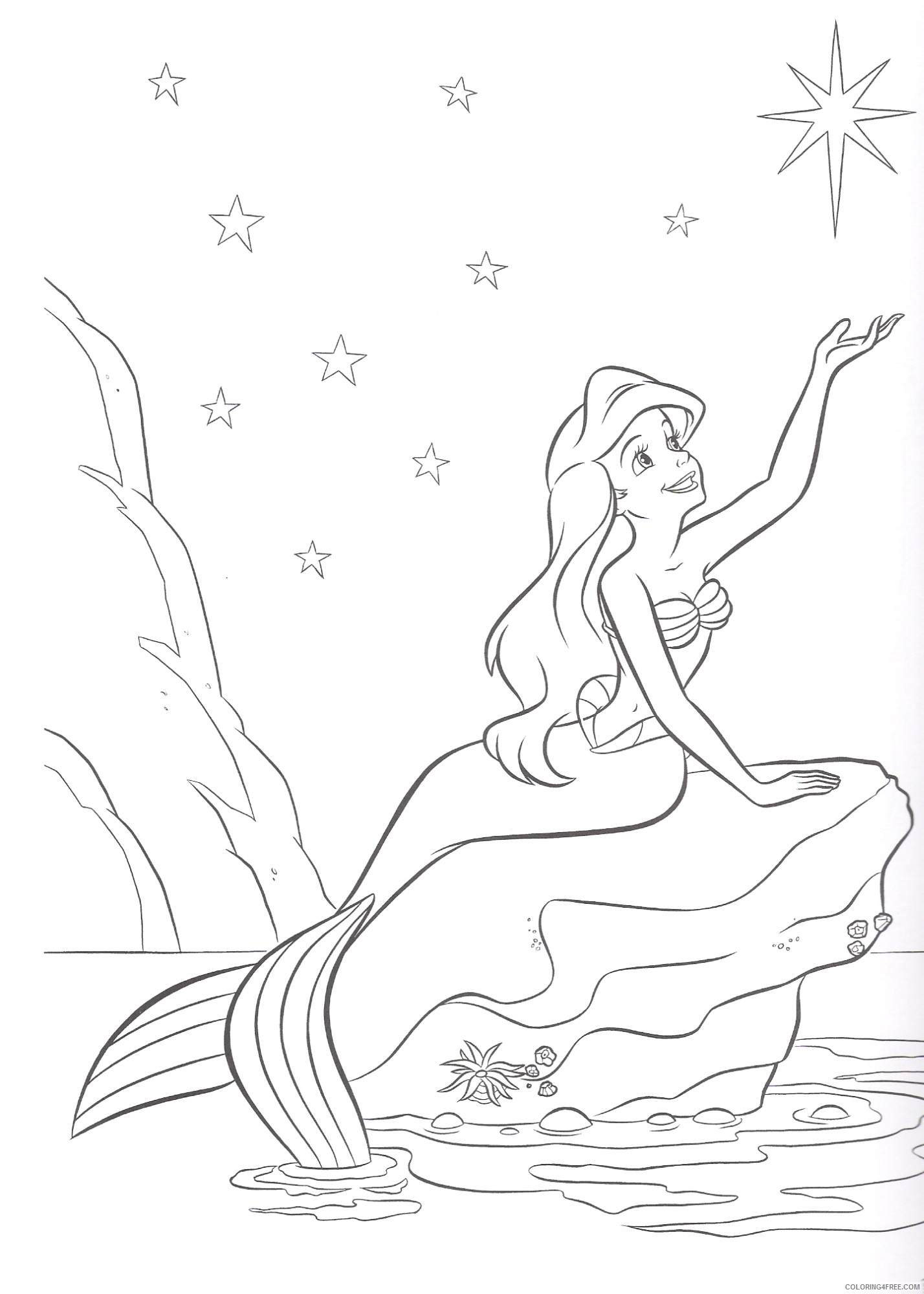 mermaid coloring pages at night Coloring4free
