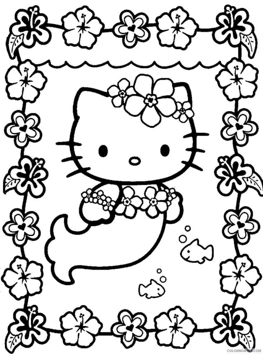 mermaid coloring pages hello kitty Coloring4free
