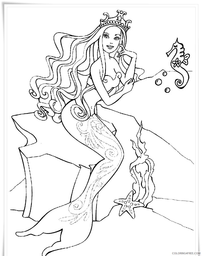 mermaid queen coloring pages Coloring4free