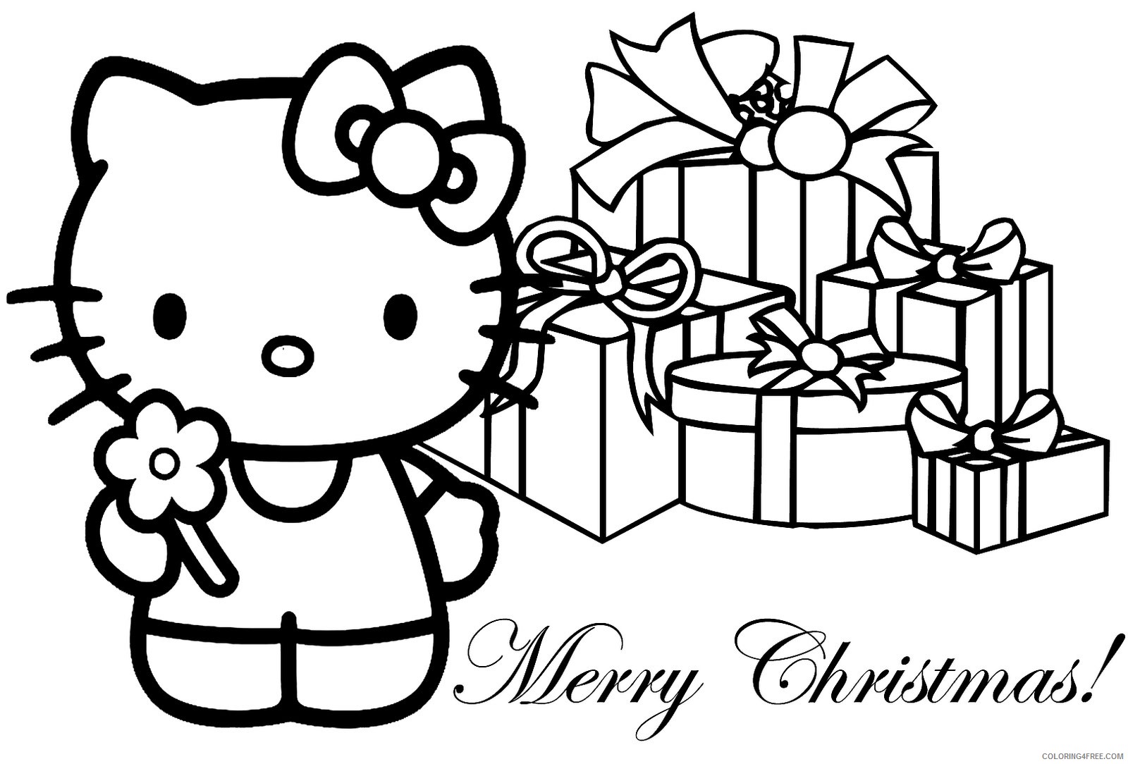 merry christmas coloring pages hello kitty Coloring4free