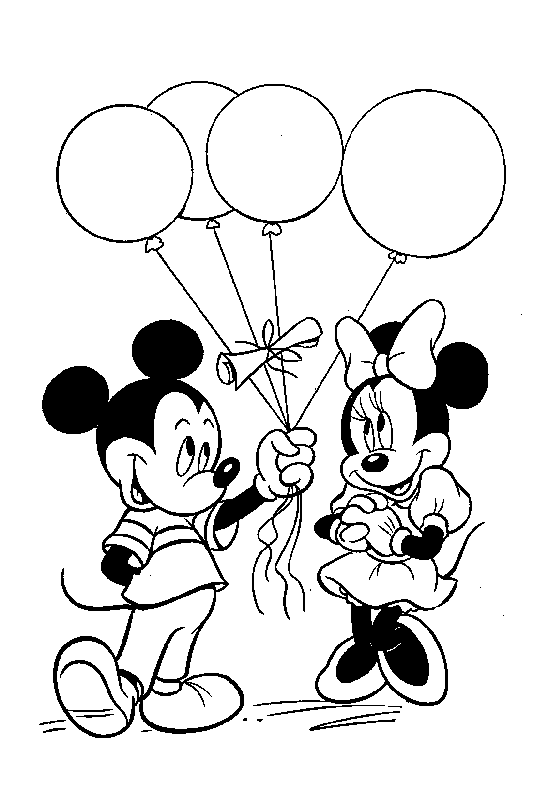 mickey mouse coloring pages mickey minnie balloons Coloring4free