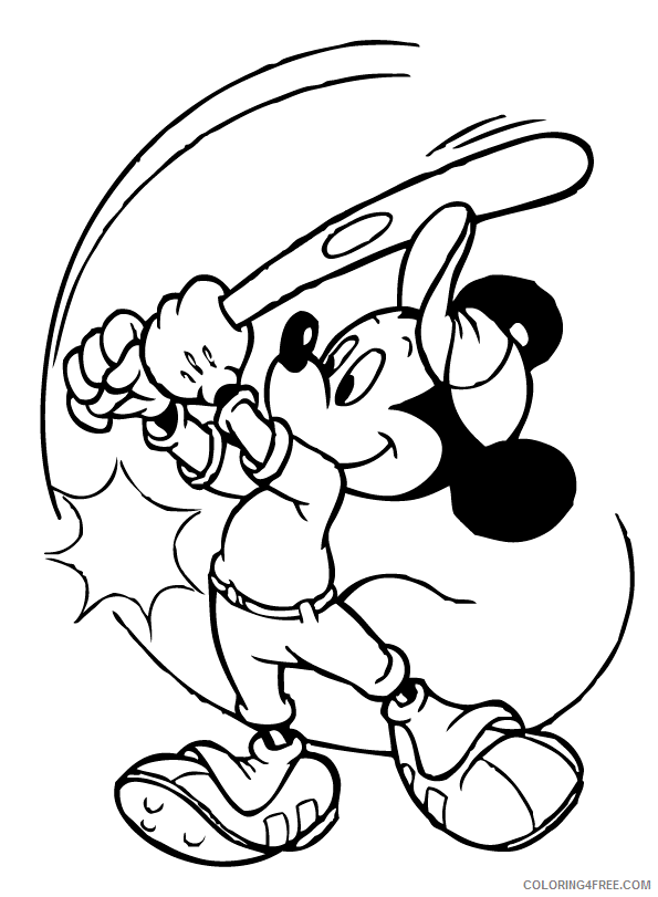 mickey mouse coloring pages playing baseball Coloring4free