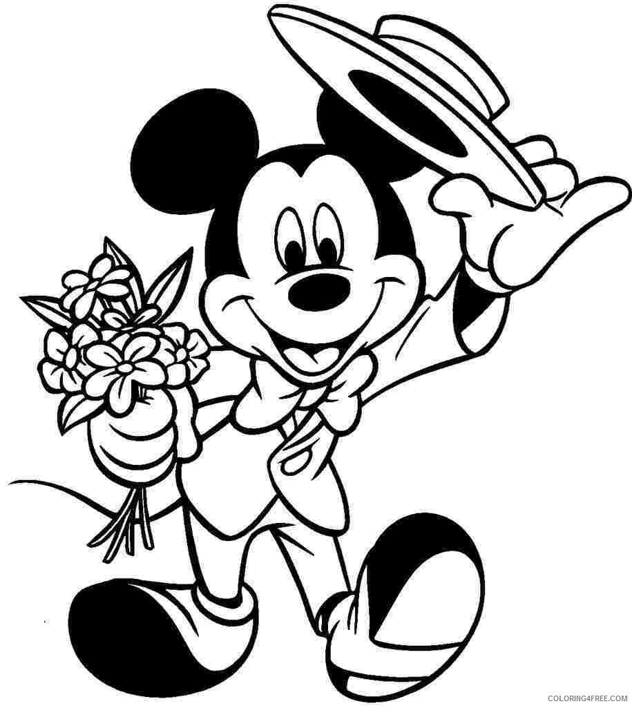 mickey mouse coloring pages with flowers Coloring4free
