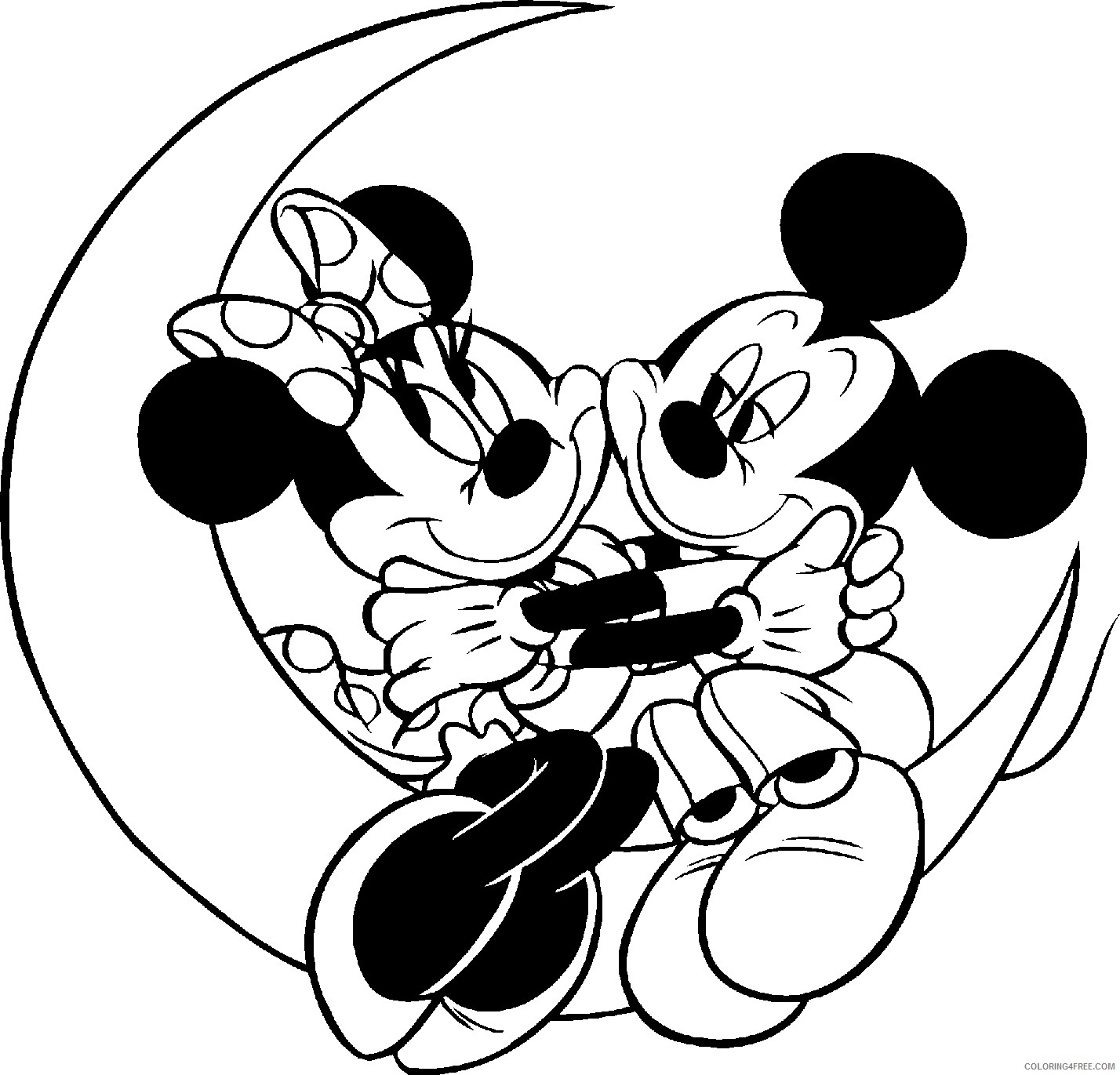 mickey mouse coloring pages with minnie on moon Coloring4free