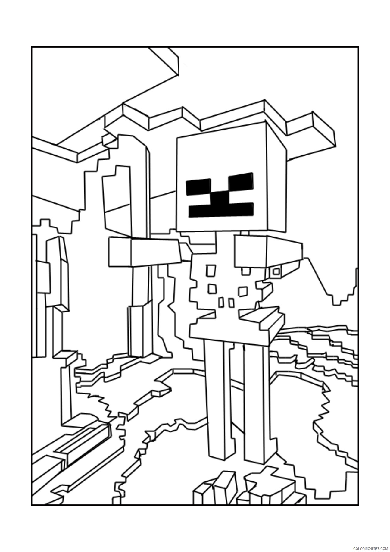 minecraft skeleton coloring pages Coloring4free
