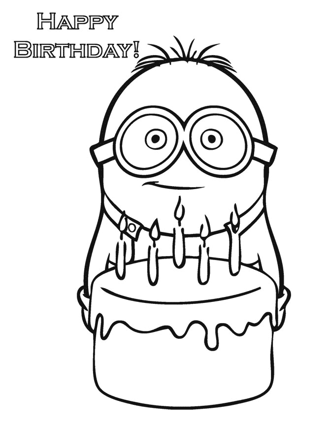 minions coloring pages birthday cake Coloring4free