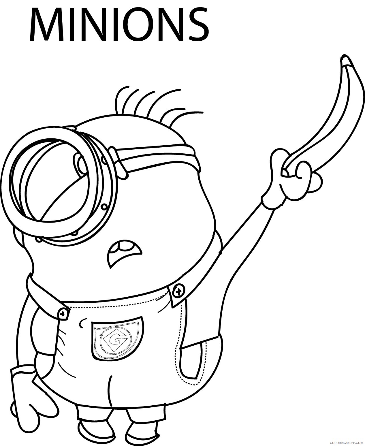 minions coloring pages holding banana Coloring4free