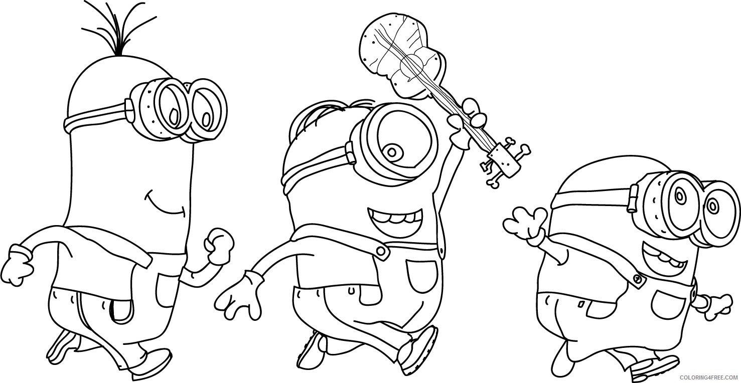 minions coloring pages playing together Coloring4free